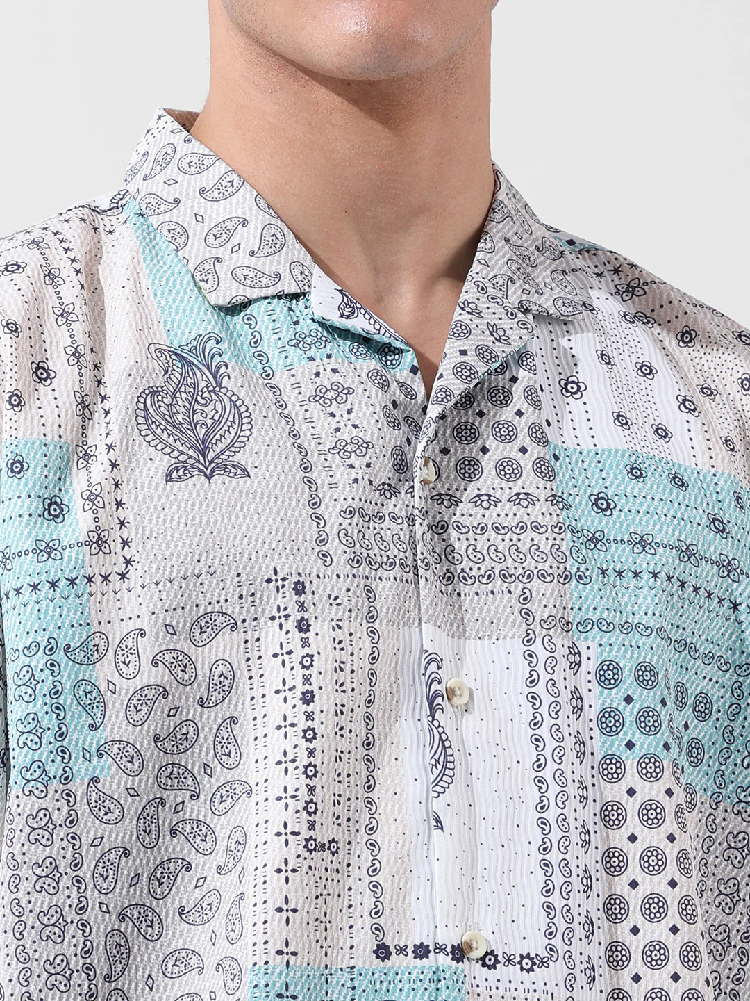 Men's Beige Relaxed Fit Printed Resort Wear Shirt - Image 6