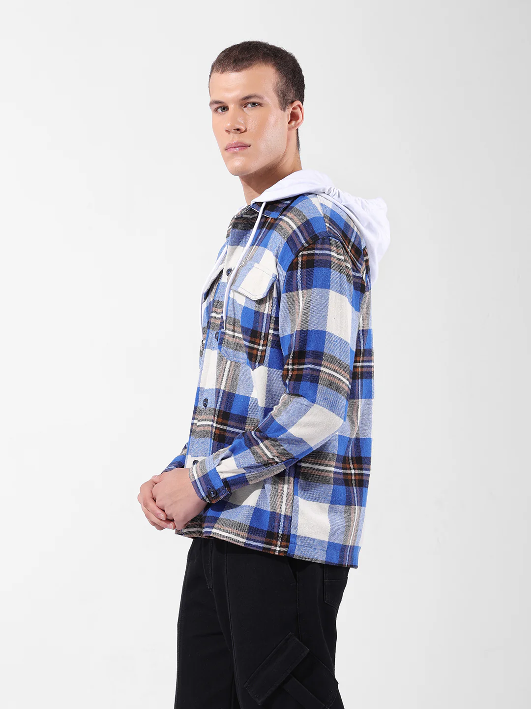 Men's Blue Relaxed Fit Checkered Casual Shirt - Image 2