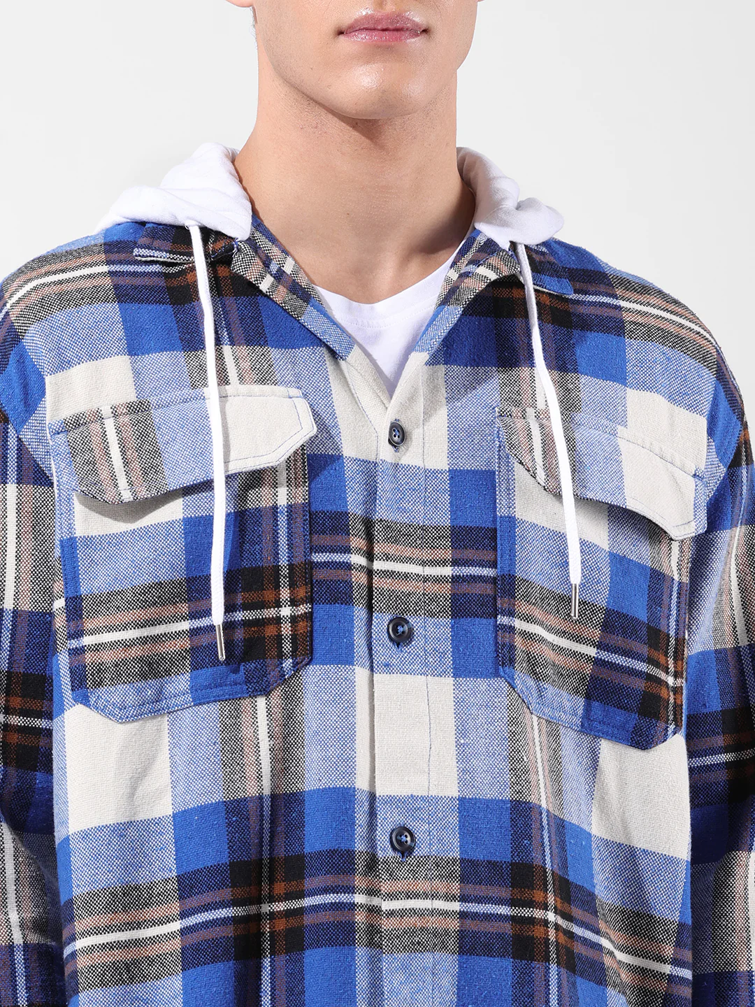 Men's Blue Relaxed Fit Checkered Casual Shirt - Image 5
