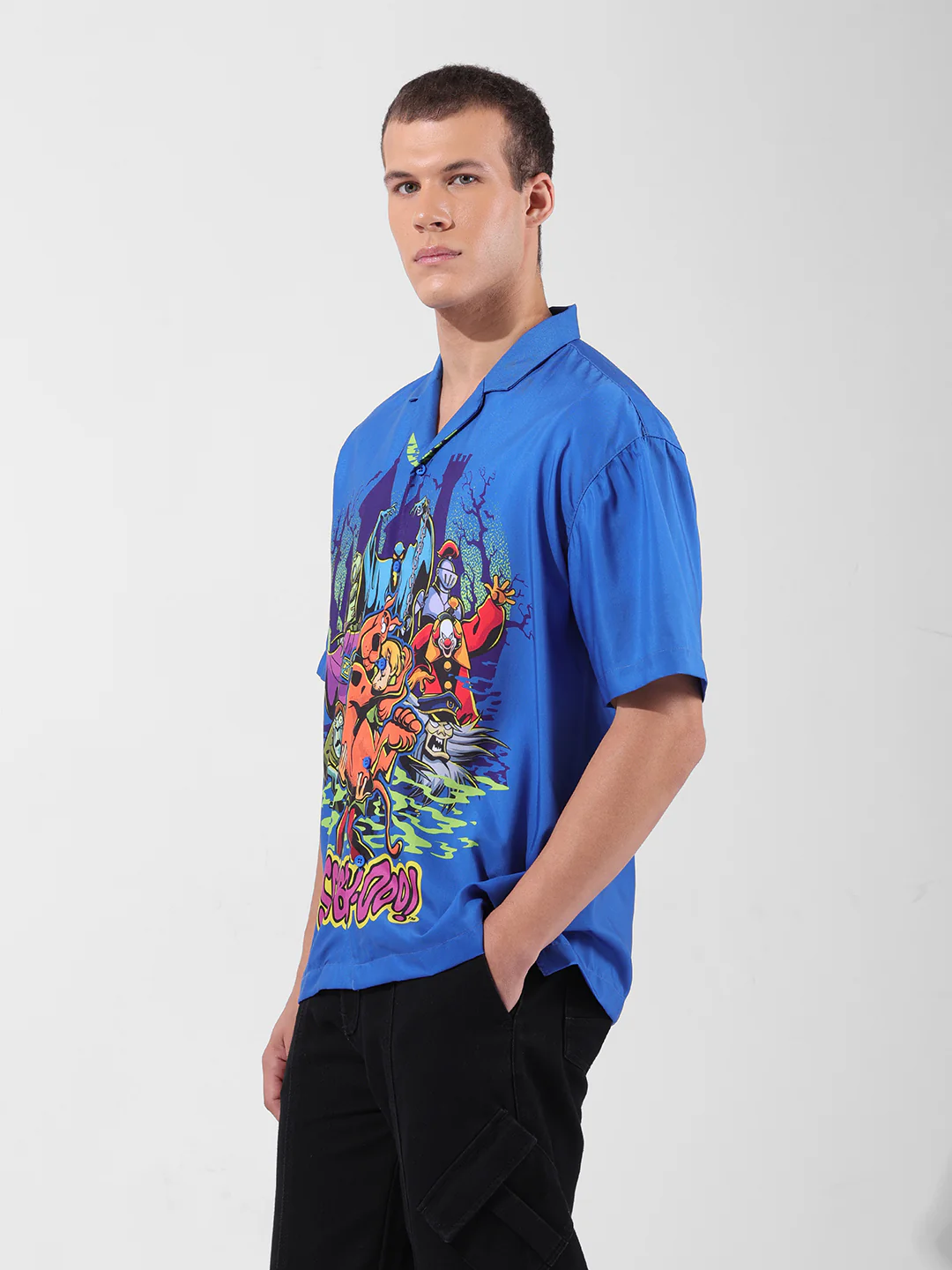 Men's Blue Relaxed Fit Character Printed Shirt - Image 2