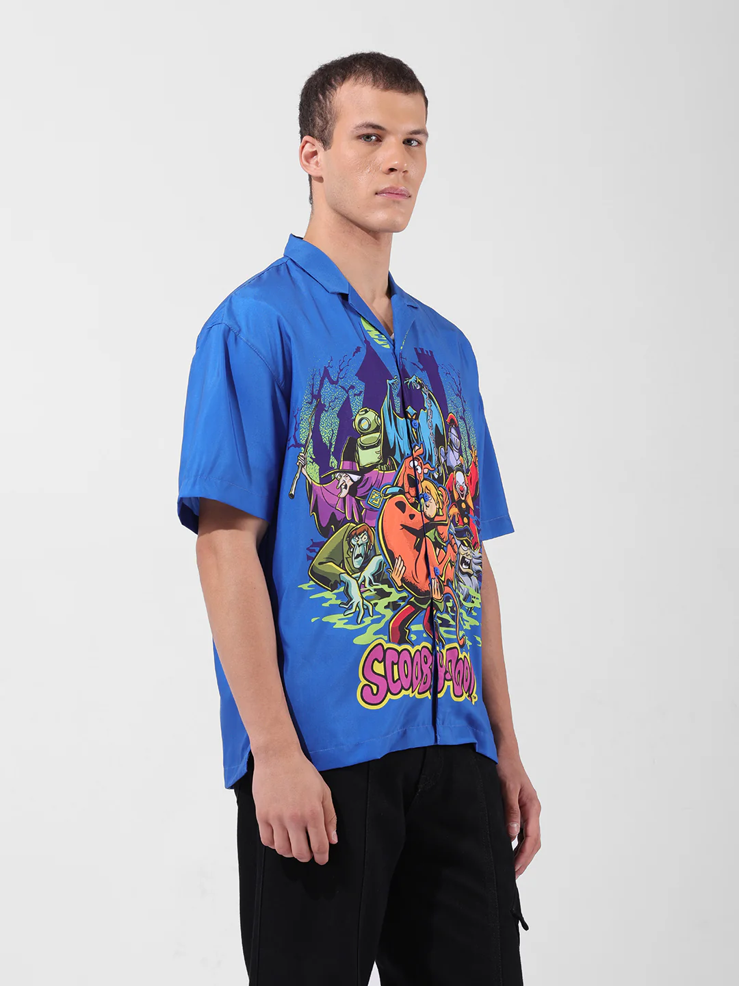 Men's Blue Relaxed Fit Character Printed Shirt - Image 3