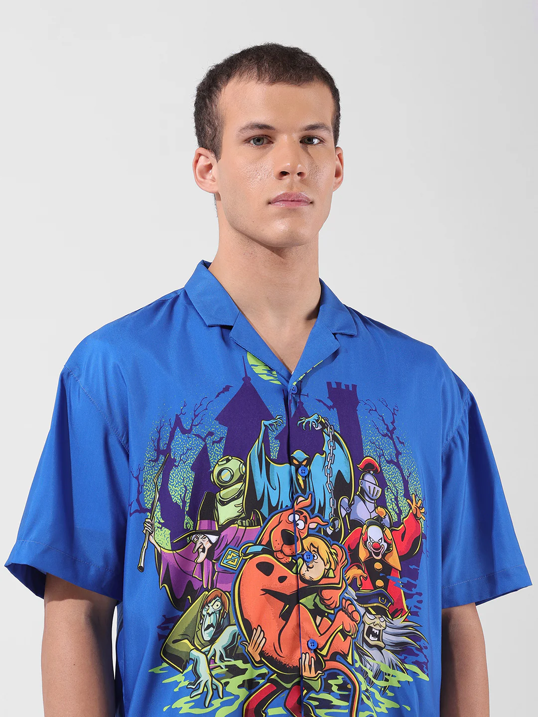 Men's Blue Relaxed Fit Character Printed Shirt - Image 6