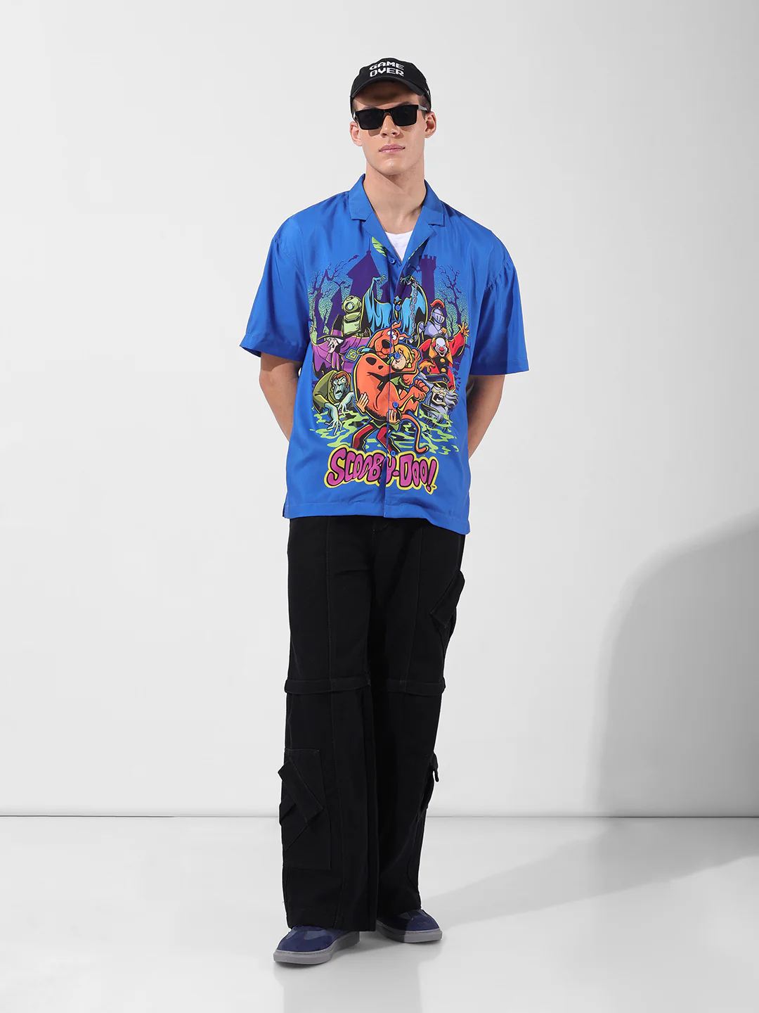 Men's Blue Relaxed Fit Character Printed Shirt - Image 8