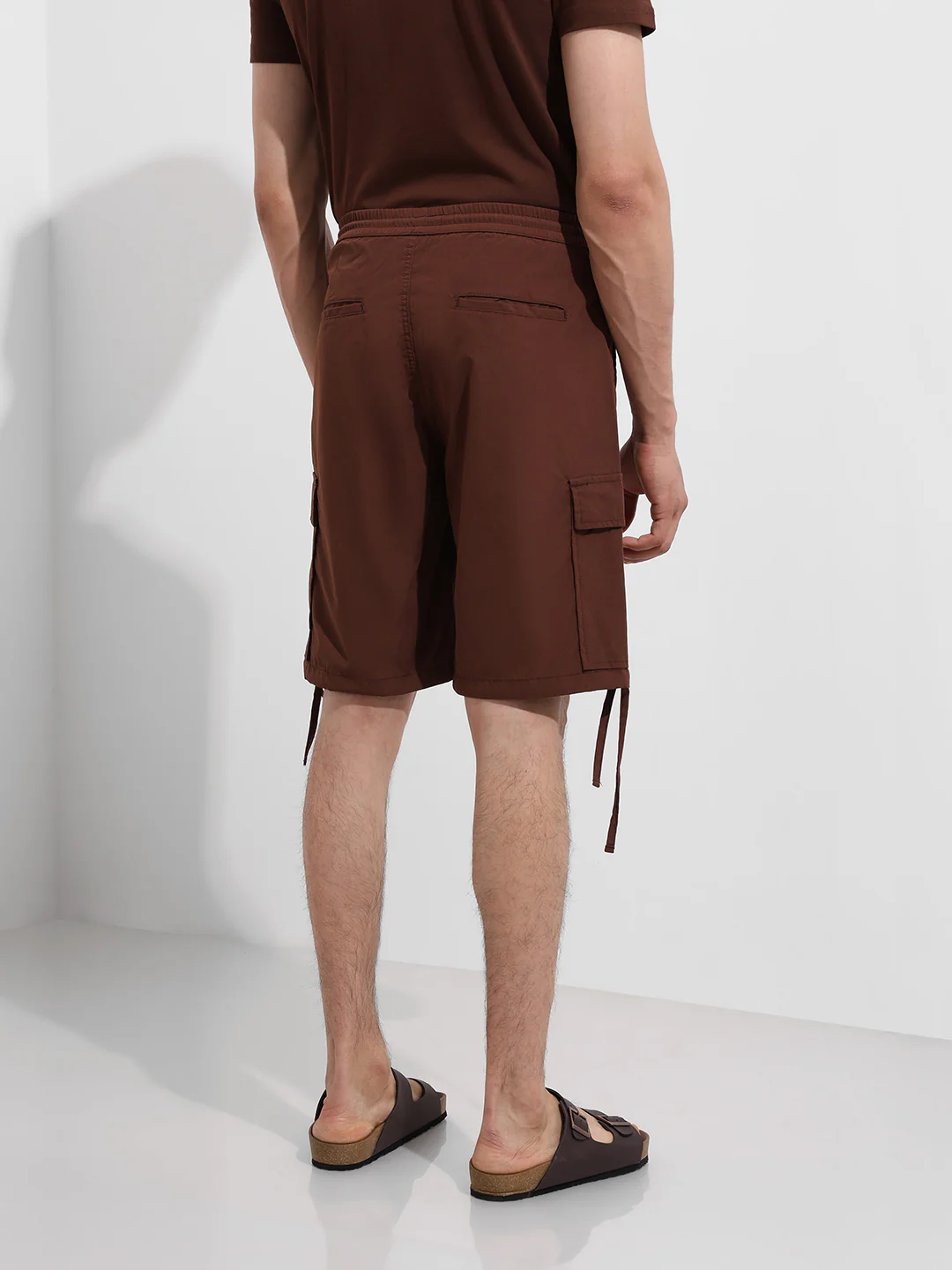 Men's Sepia Relaxed Fit Textured Utility Shorts - Image 6
