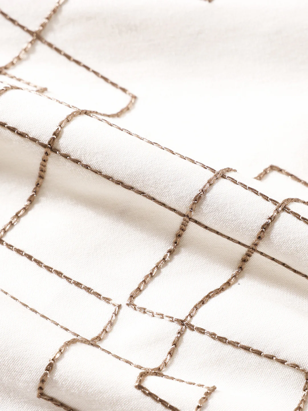 Men's Cream Relaxed Fit Textured Embroidered Shirt - Image 8