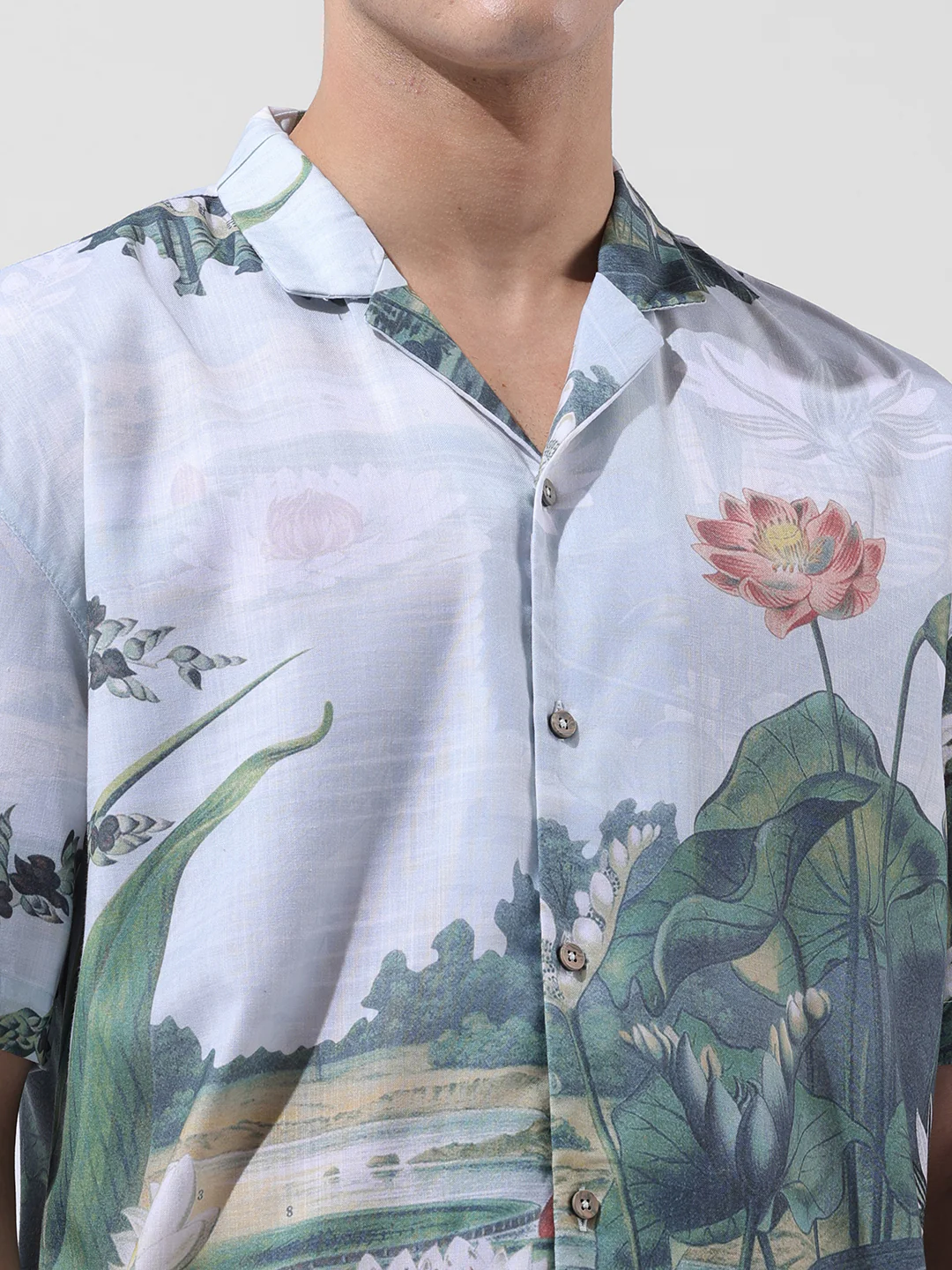 Men's Green Relaxed Fit Printed Resort Wear Shirt - Image 5