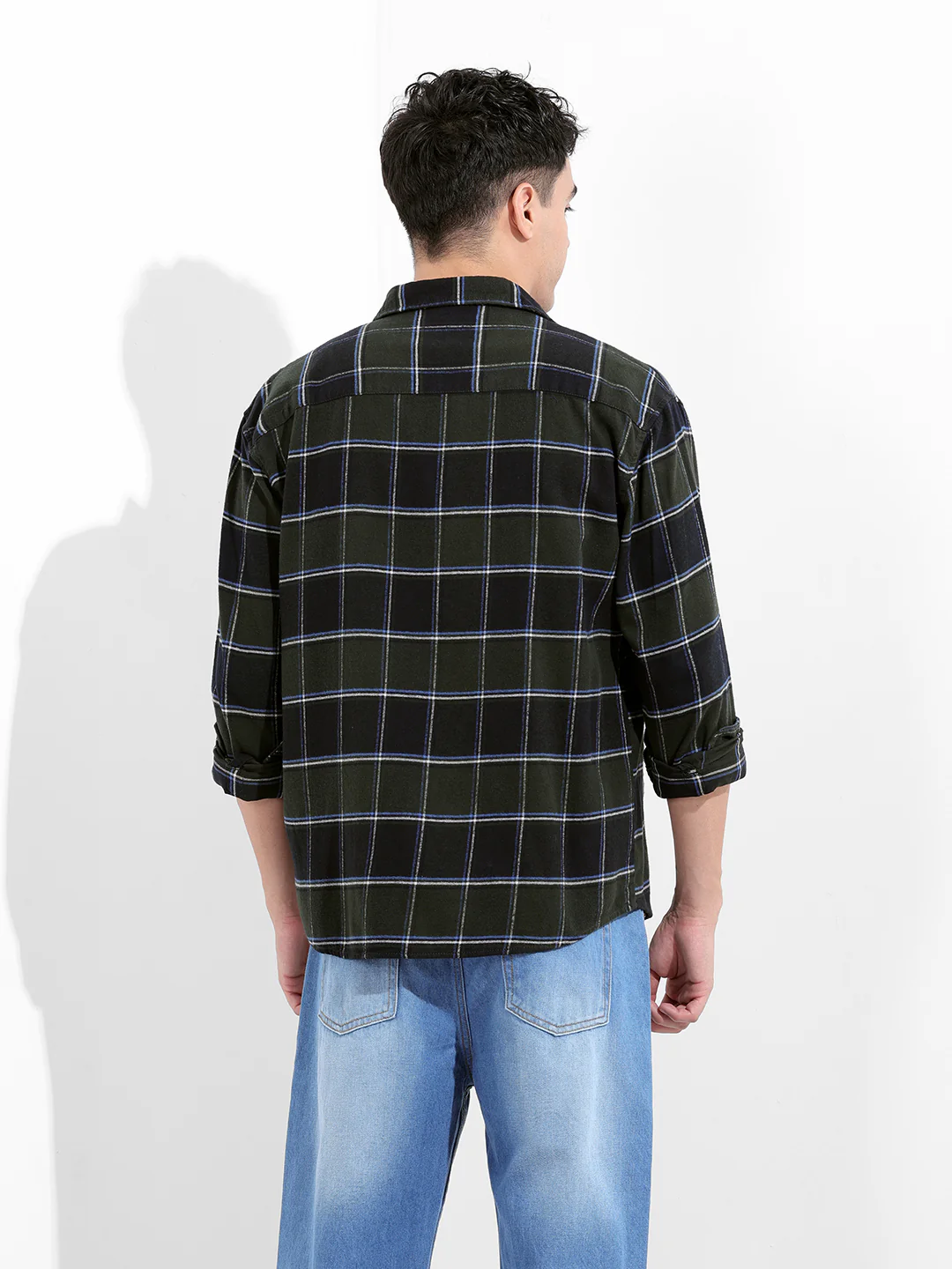 Men's Green Relaxed Fit Patched Street Wear Shirt - Image 4