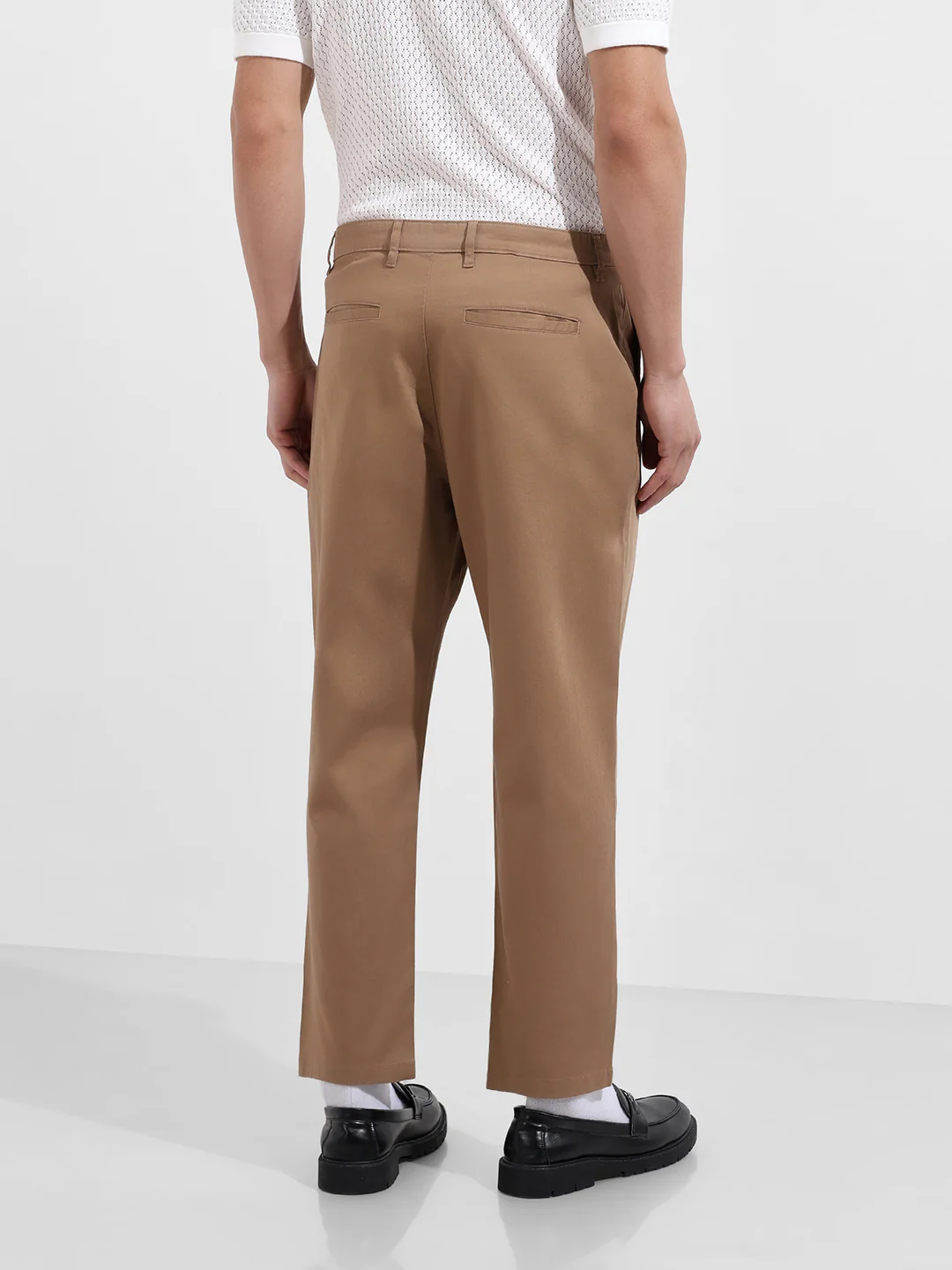 Men's Khaki Relaxed Fit Solid Casual Chinos - Image 5