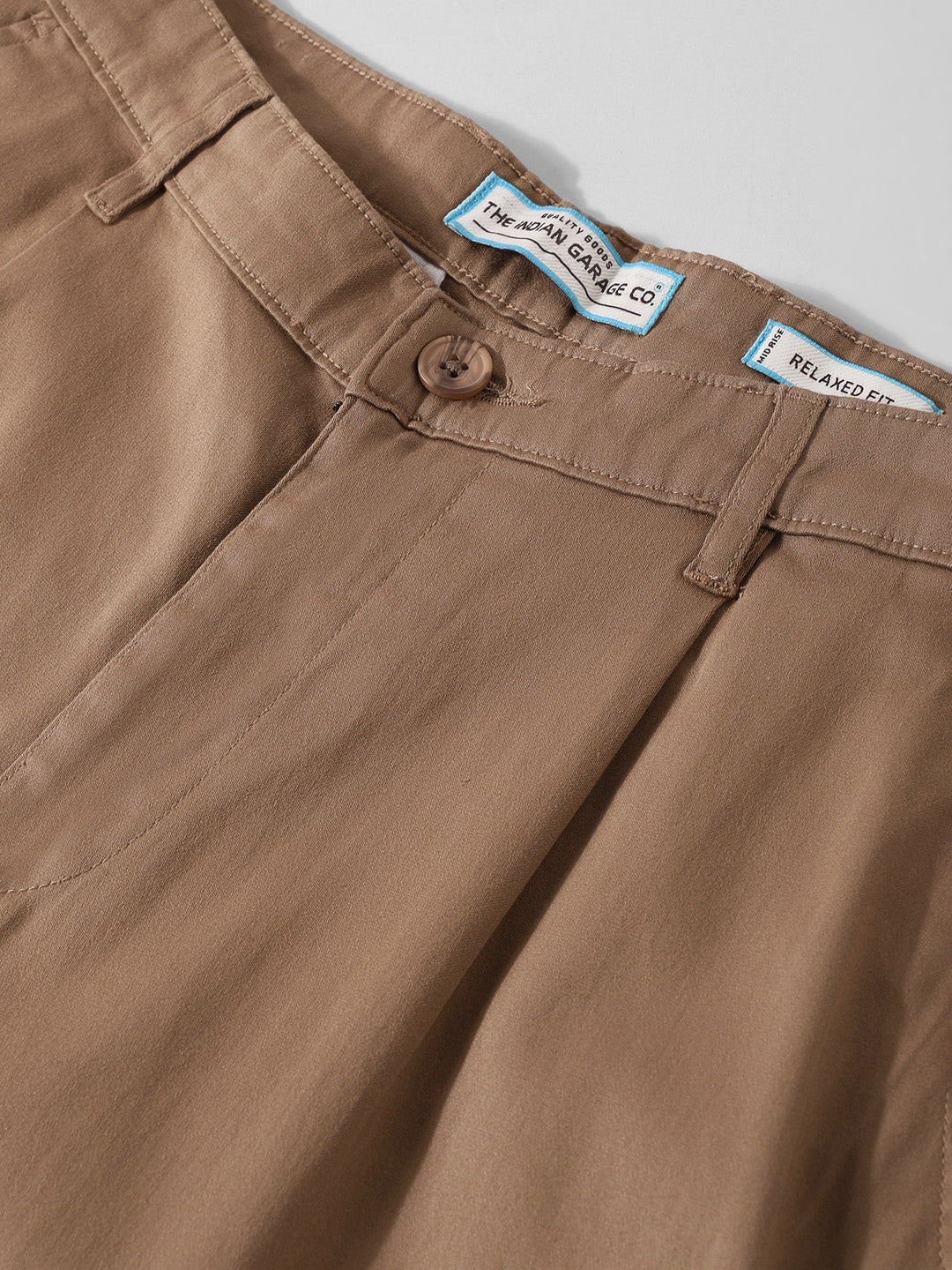 Men's Khaki Relaxed Fit Solid Casual Chinos - Image 6