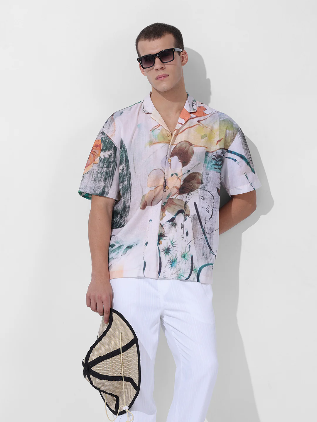 Men's Multicolor Relaxed Fit Printed Resort Wear Shirt - Image 2