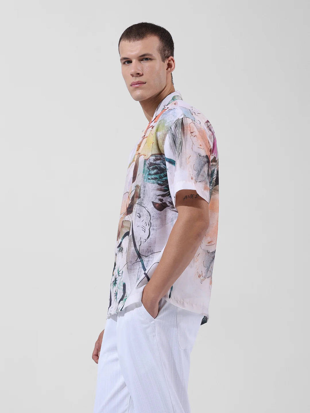 Men's Multicolor Relaxed Fit Printed Resort Wear Shirt - Image 3