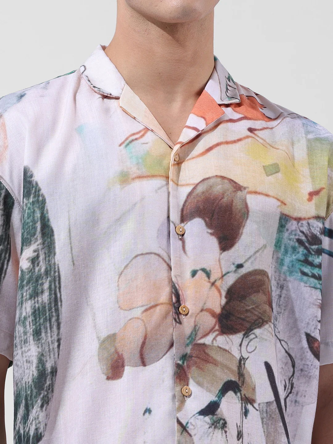 Men's Multicolor Relaxed Fit Printed Resort Wear Shirt - Image 5
