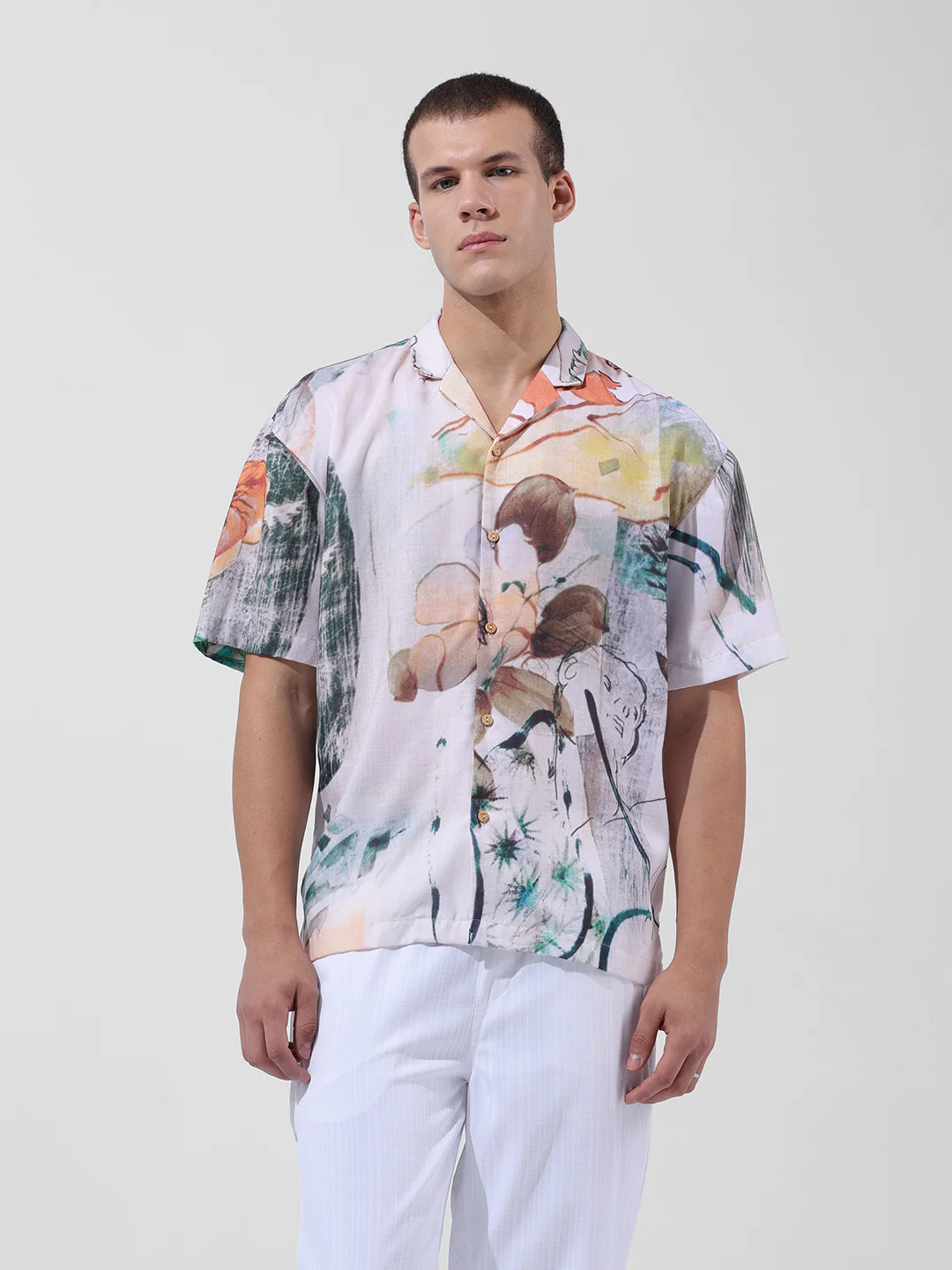 Men's Multicolor Relaxed Fit Printed Resort Wear Shirt - Image 7