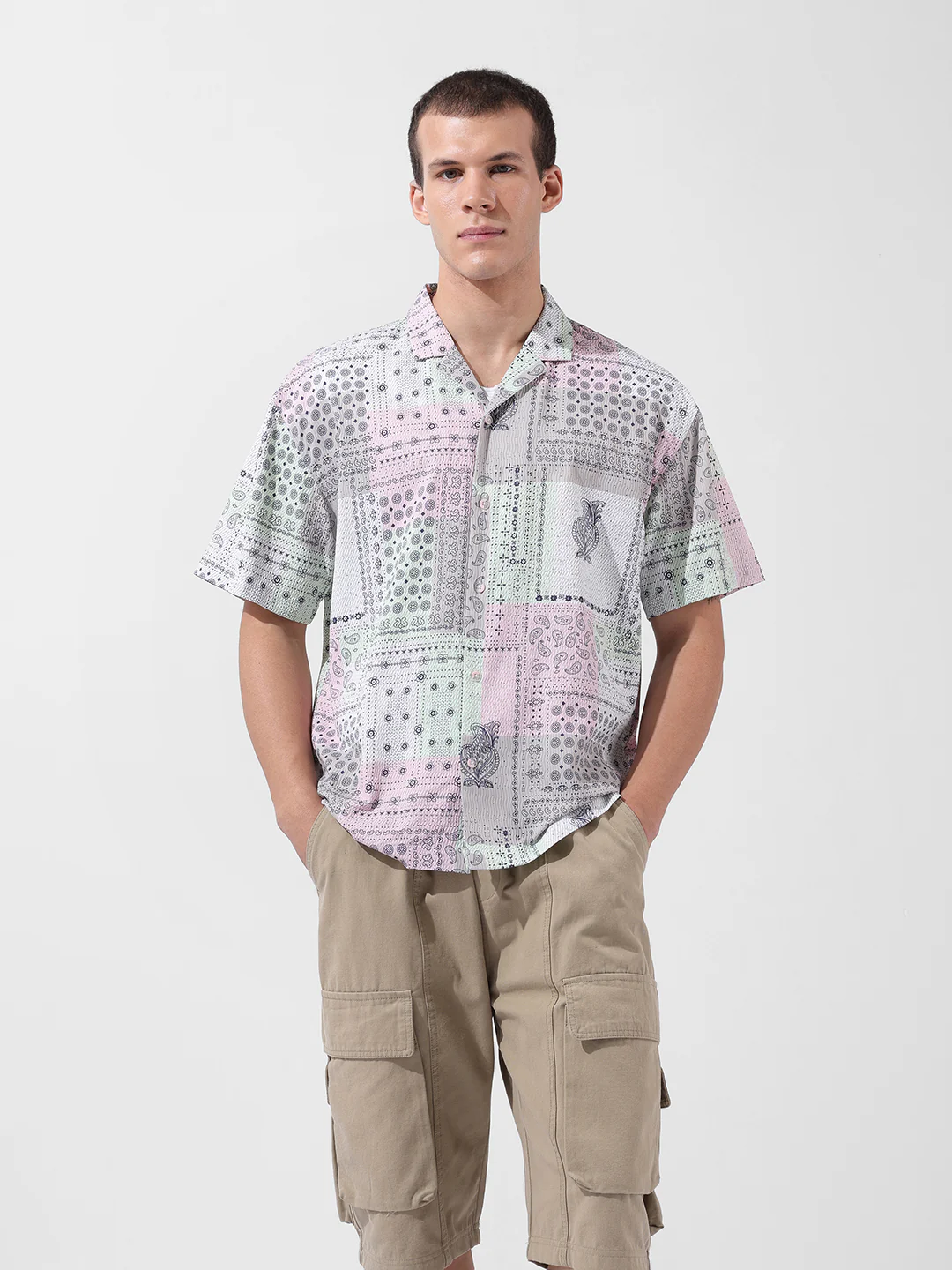Men's Multicolor Relaxed Fit Printed Resort Wear Shirt - Image 7