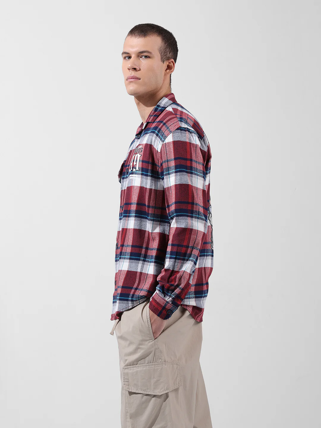 Men's Red Relaxed Fit Graphic Printed Street Wear Shirt - Image 2