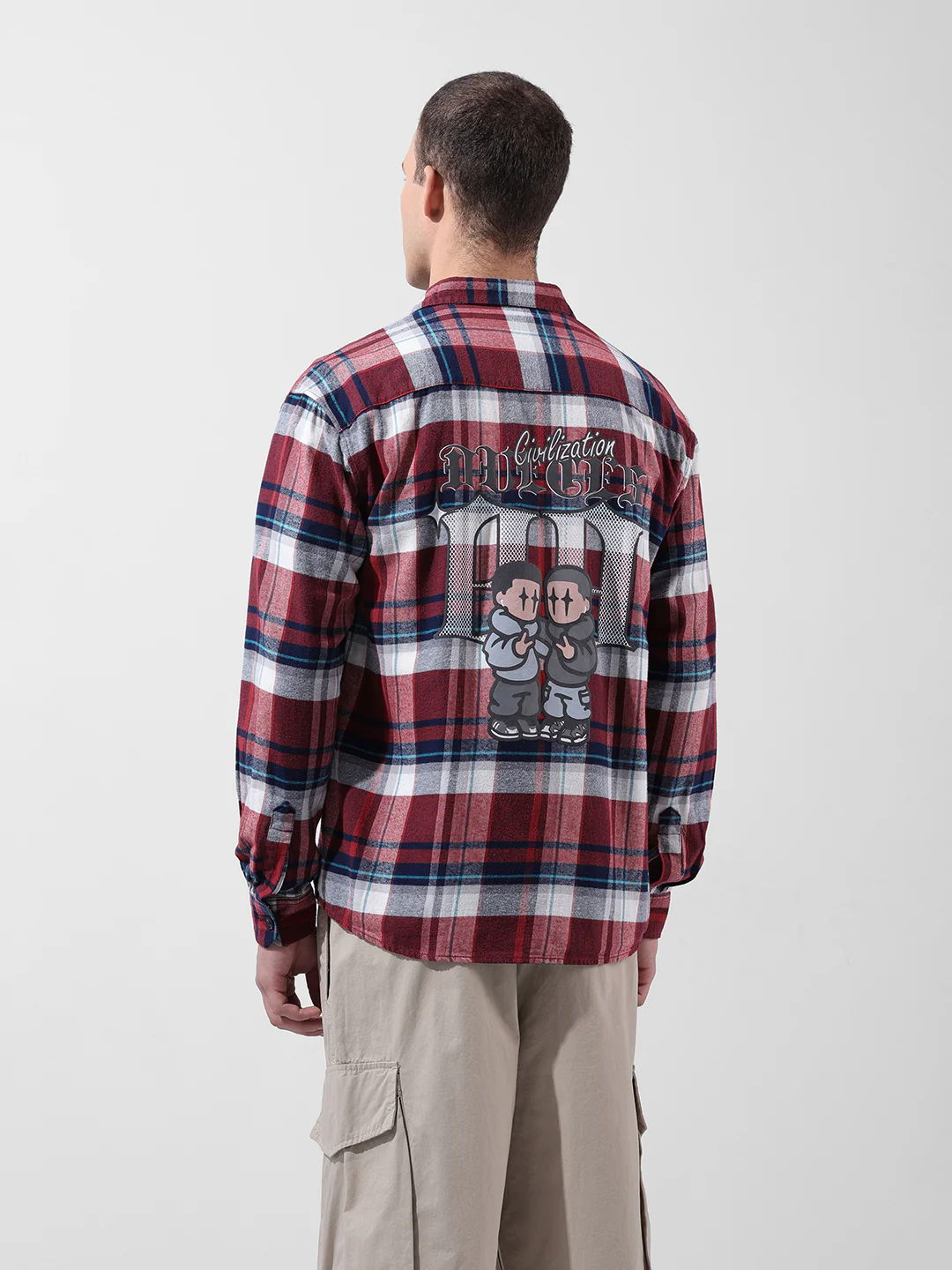Men's Red Relaxed Fit Graphic Printed Street Wear Shirt - Image 5