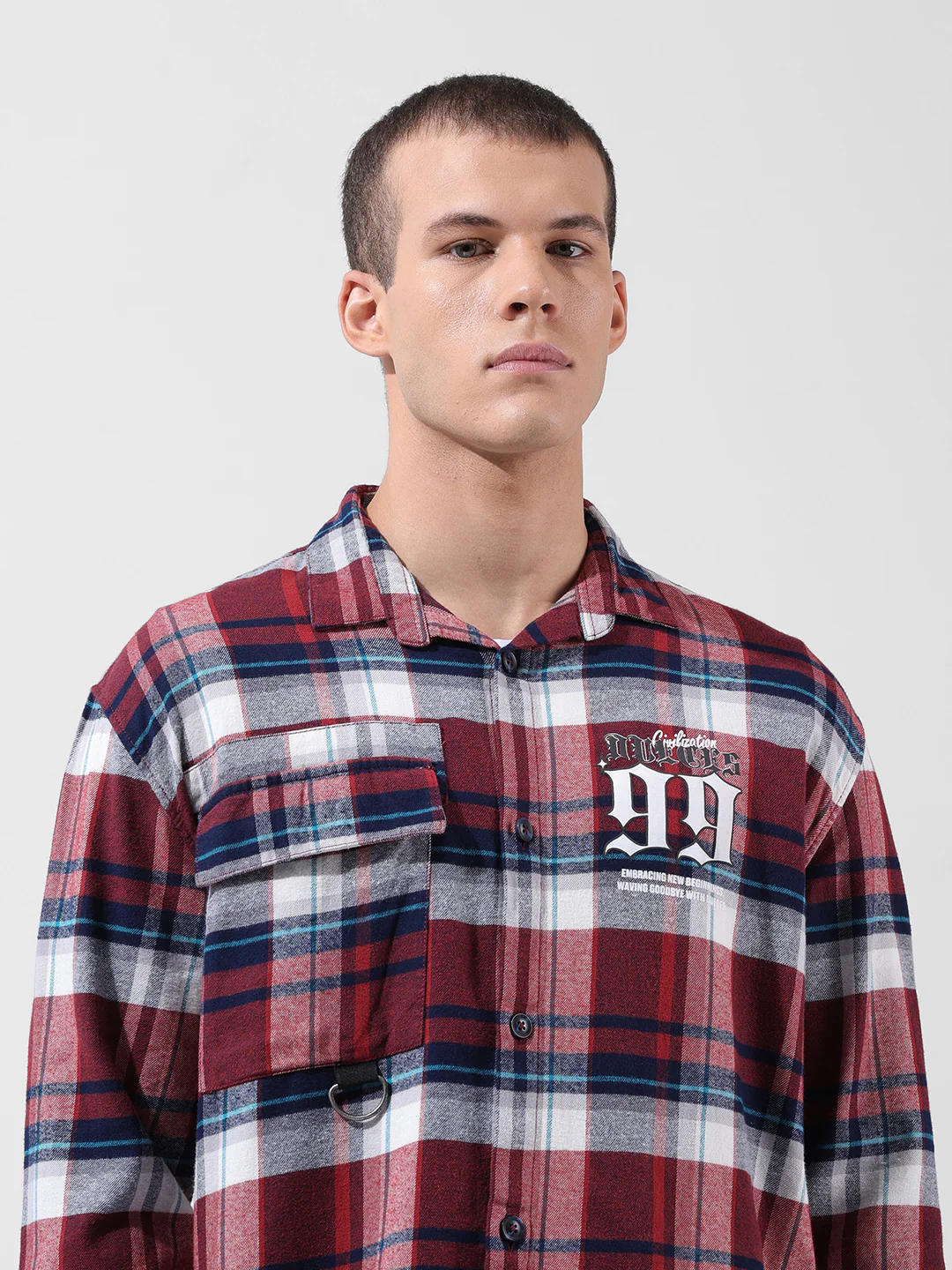 Men's Red Relaxed Fit Graphic Printed Street Wear Shirt - Image 6