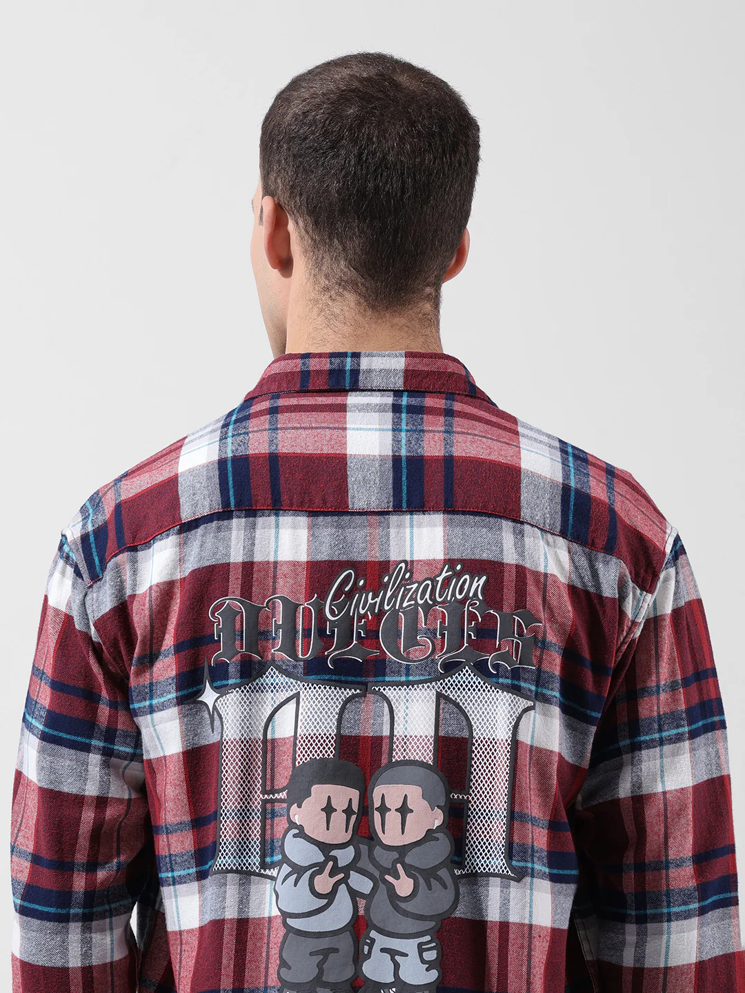 Men's Red Relaxed Fit Graphic Printed Street Wear Shirt - Image 7