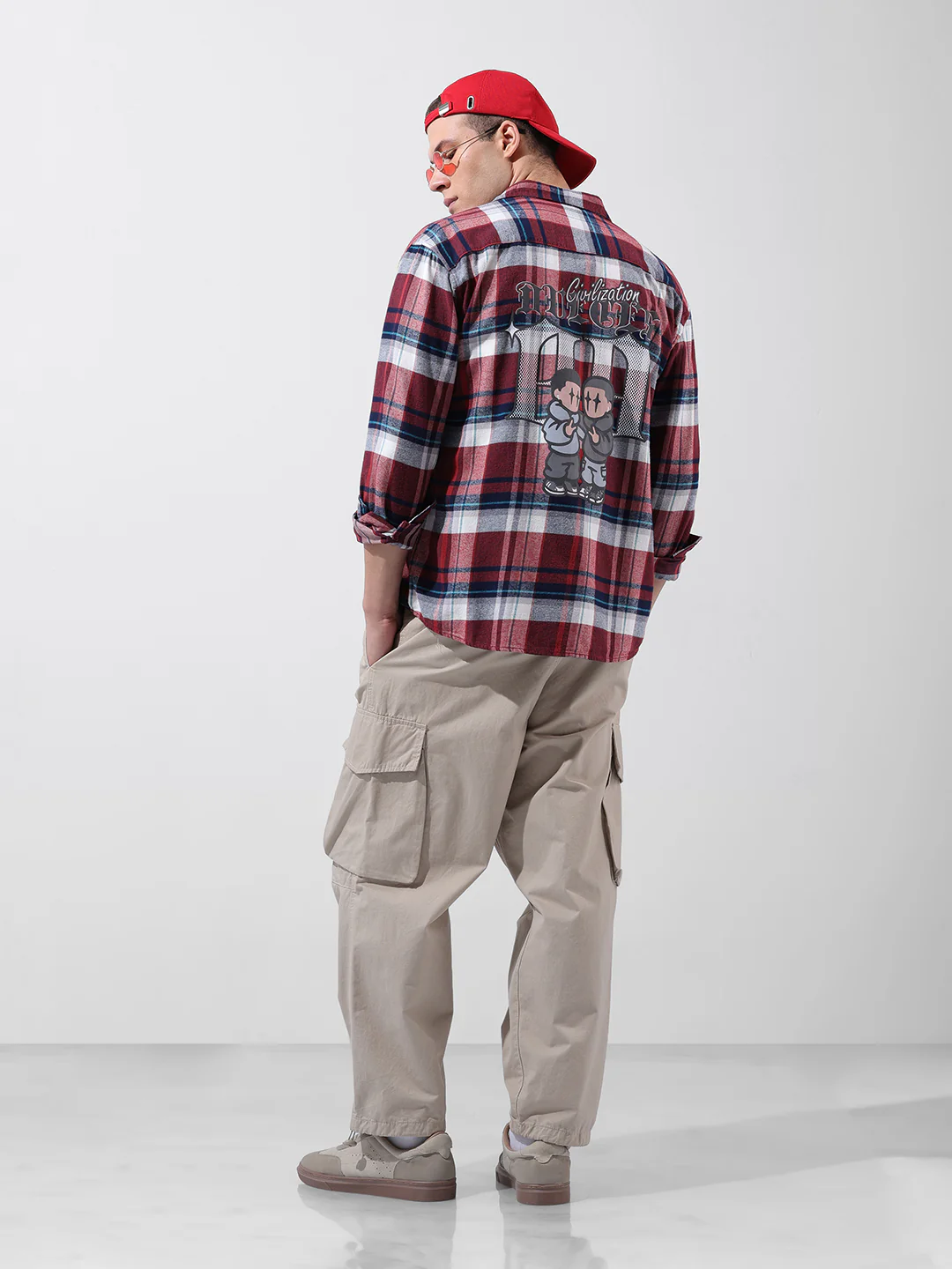 Men's Red Relaxed Fit Graphic Printed Street Wear Shirt - Image 8