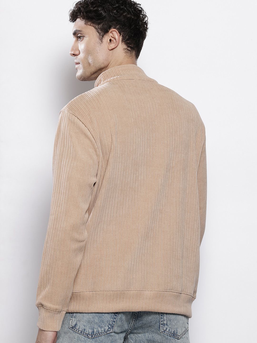Men's Stone Relaxed Fit Solid Street Wear Sweatshirts - Image 5