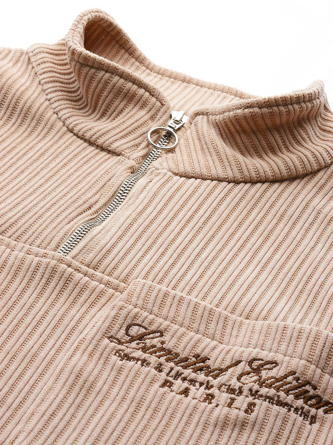Men's Stone Relaxed Fit Solid Street Wear Sweatshirts - Image 7