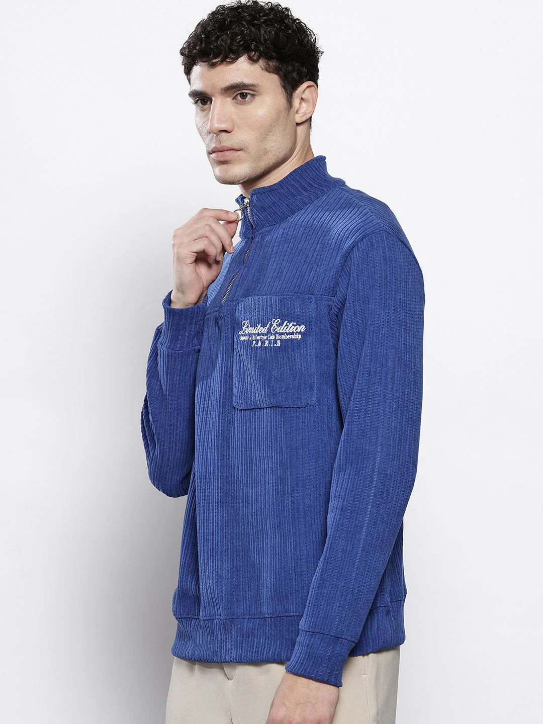 Men's Peacoat Relaxed Fit Solid Street Wear Sweatshirts - Image 4