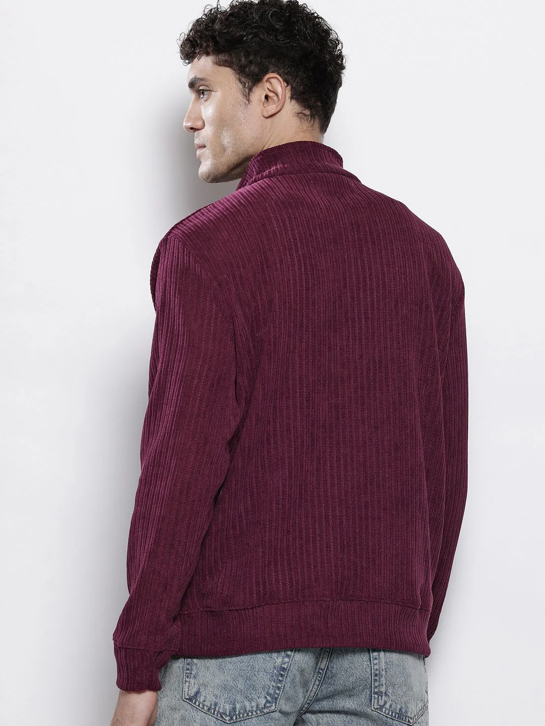 Men's Maroon Relaxed Fit Solid Street Wear Sweatshirts - Image 5