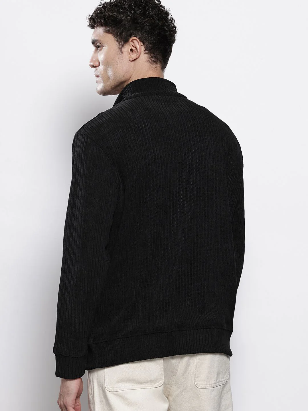 Men's Black Relaxed Fit Solid Street Wear Sweatshirts - Image 5