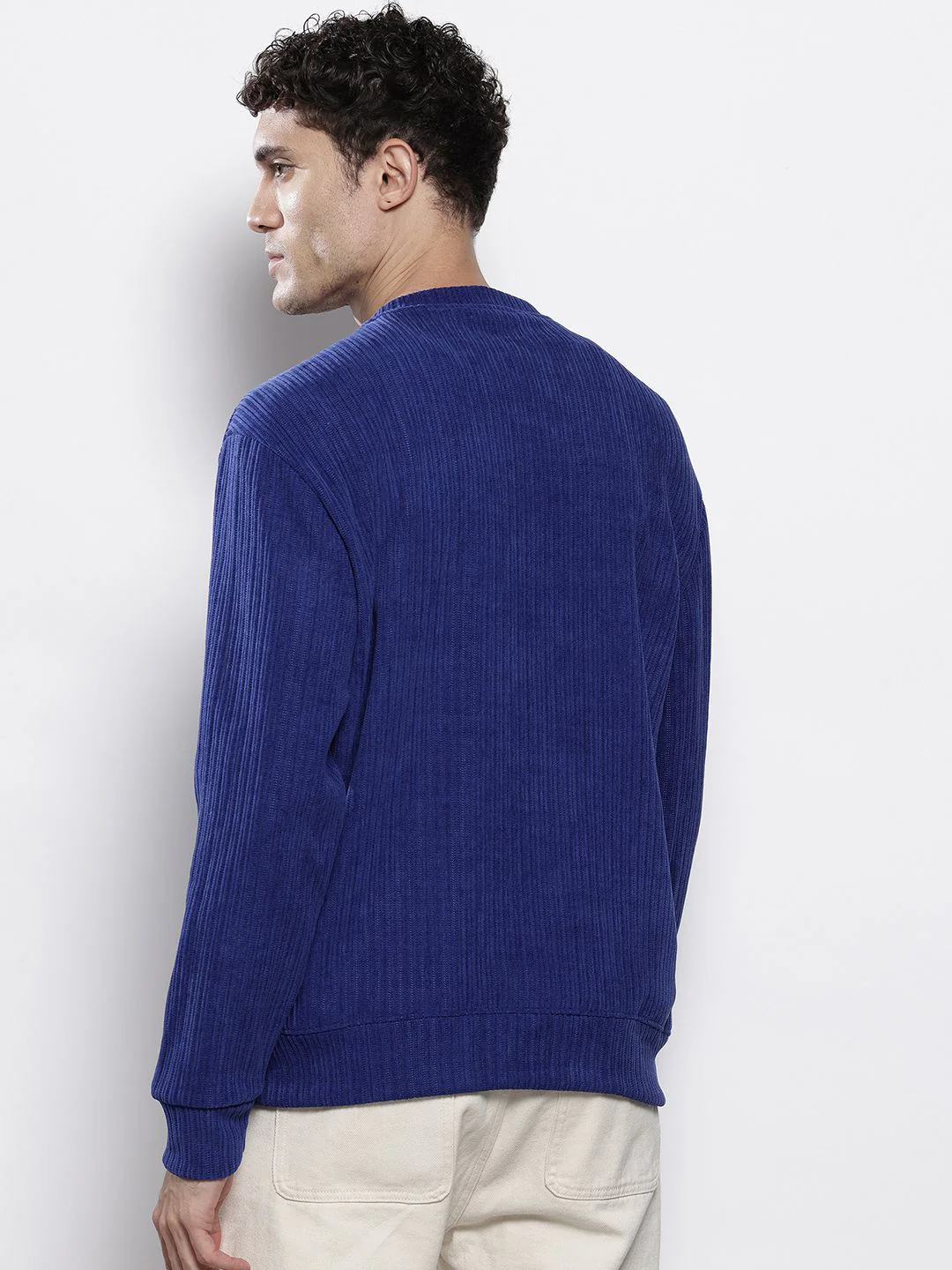 Men's Peacoat Relaxed Fit Solid Street Wear Sweatshirts - Image 5