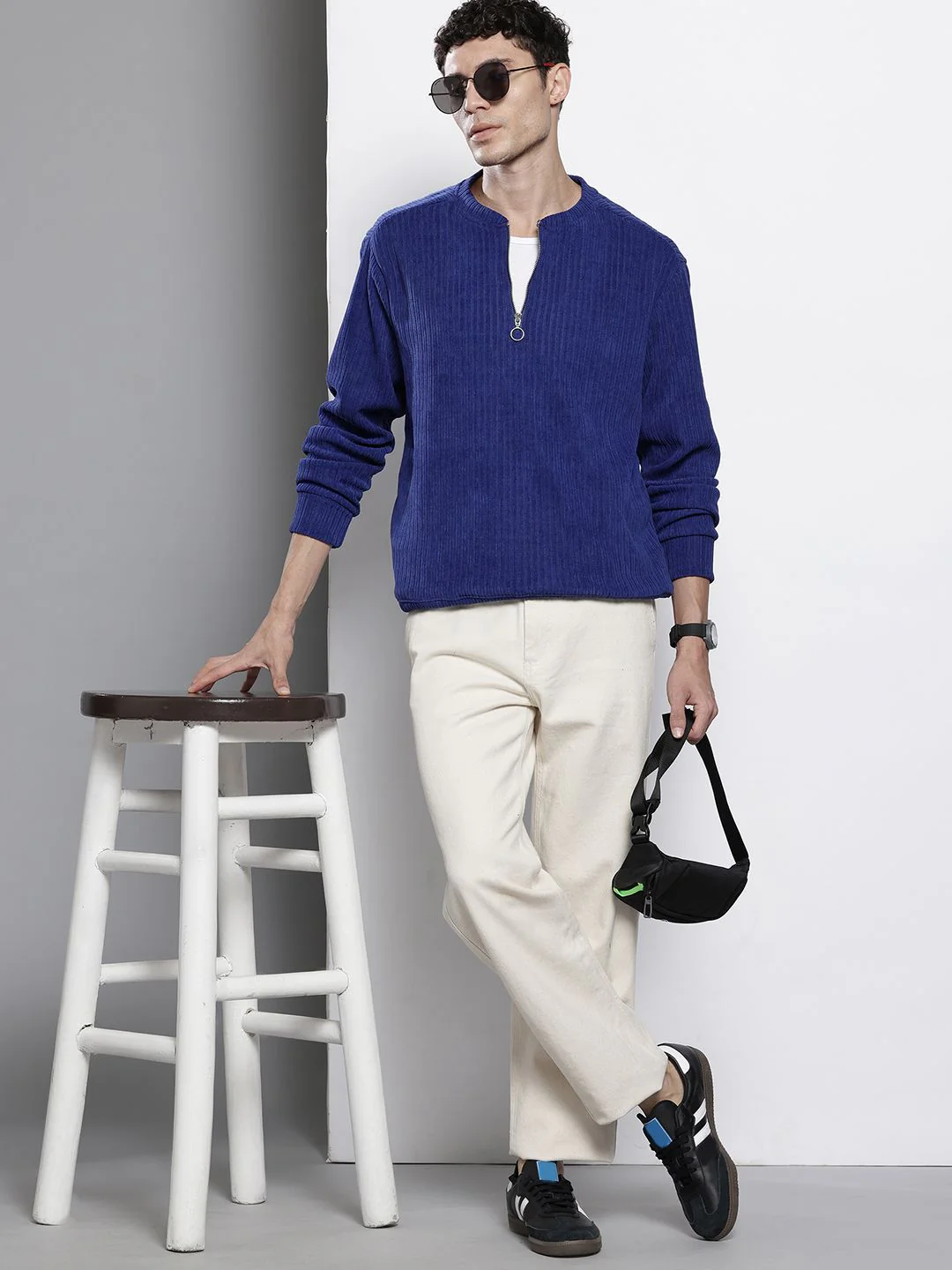 Men's Peacoat Relaxed Fit Solid Street Wear Sweatshirts - Image 6