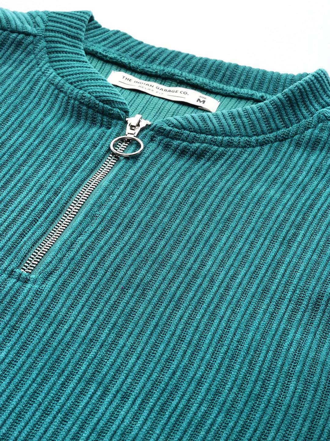 Men's Deep Emerald Relaxed Fit Solid Street Wear Sweatshirts - Image 7