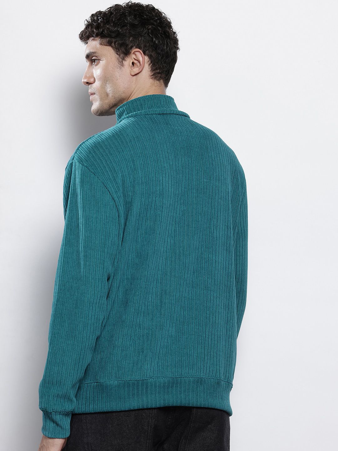 Men's Deep Emerald Relaxed Fit Solid Street Wear Sweatshirts - Image 5