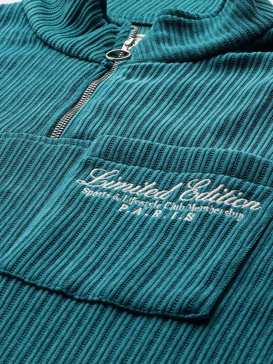 Men's Deep Emerald Relaxed Fit Solid Street Wear Sweatshirts - Image 7
