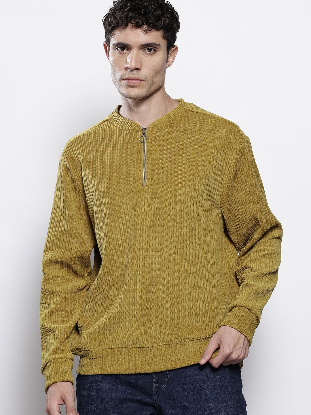 Men's Antique Moss Relaxed Fit Solid Street Wear Sweatshirts - Image 3