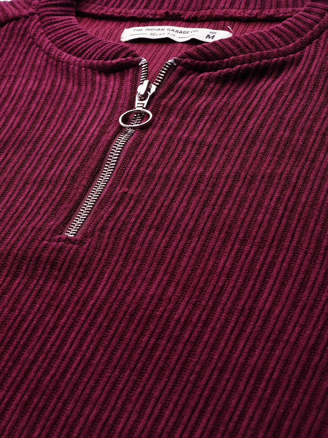 Men's Maroon Relaxed Fit Solid Street Wear Sweatshirts - Image 8