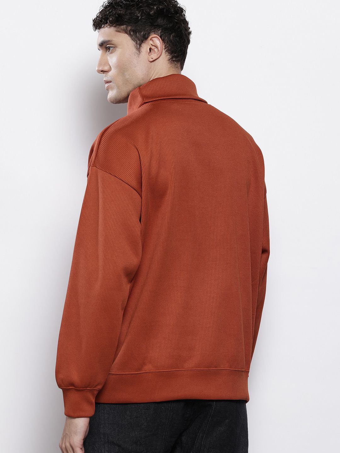 Men's Warm Amber Relaxed Fit Solid Casual Sweatshirts - Image 5