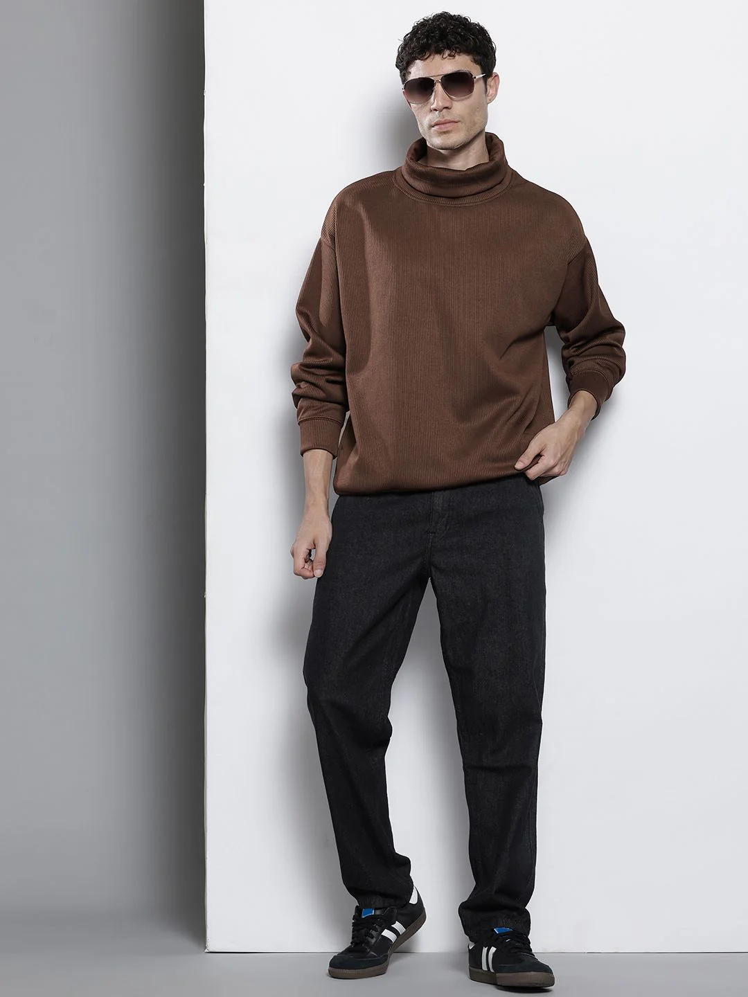 Men's Sepia Relaxed Fit Solid Casual Sweatshirts - Image 6