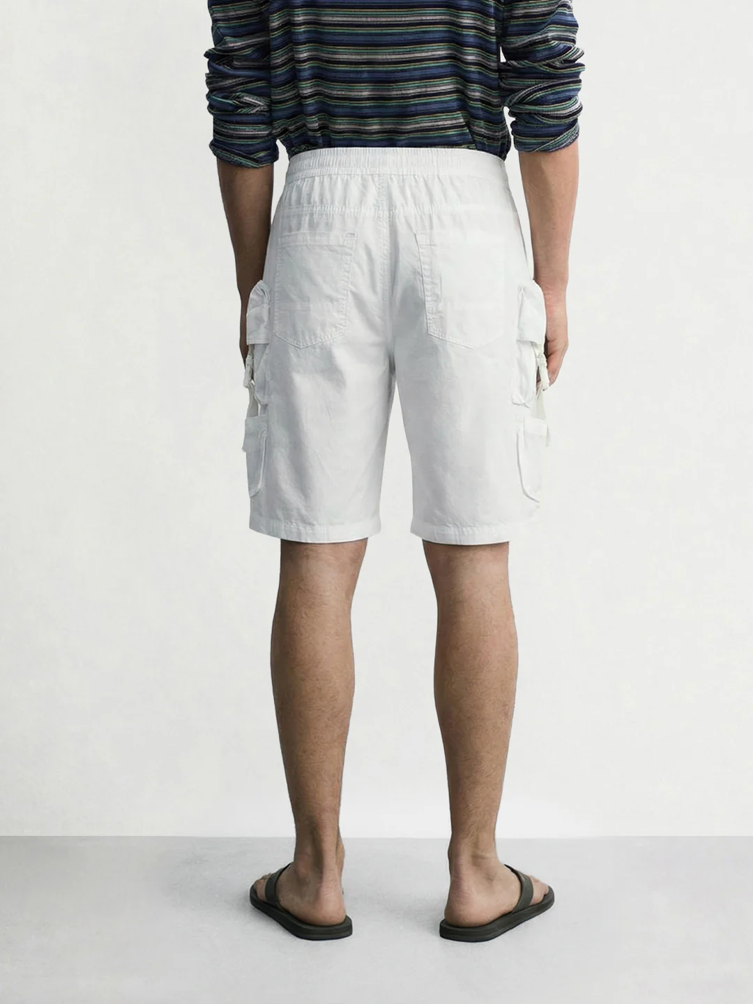 Men's White Relaxed Fit Utility Shorts - Image 2