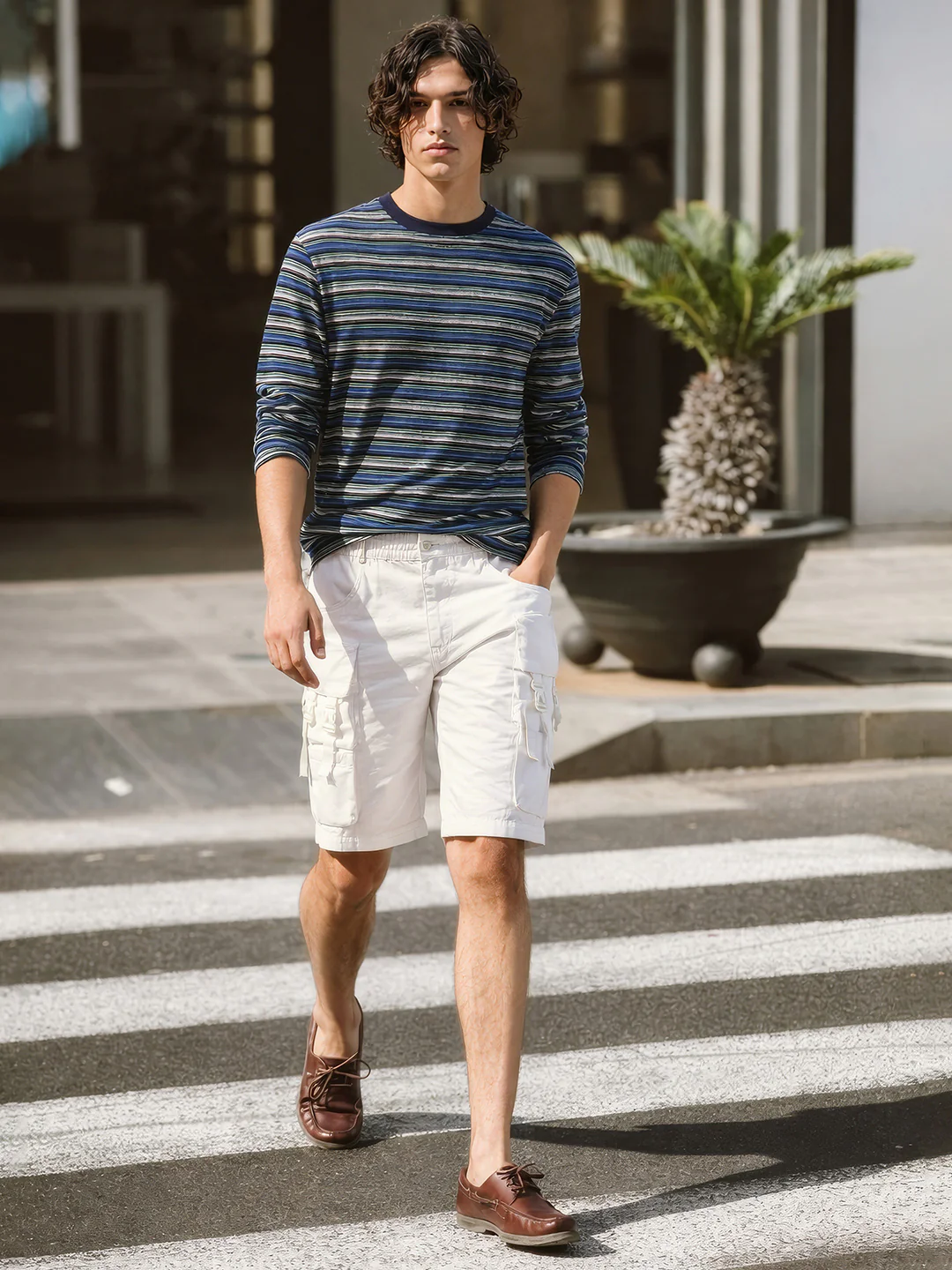 Men's White Relaxed Fit Utility Shorts - Image 3