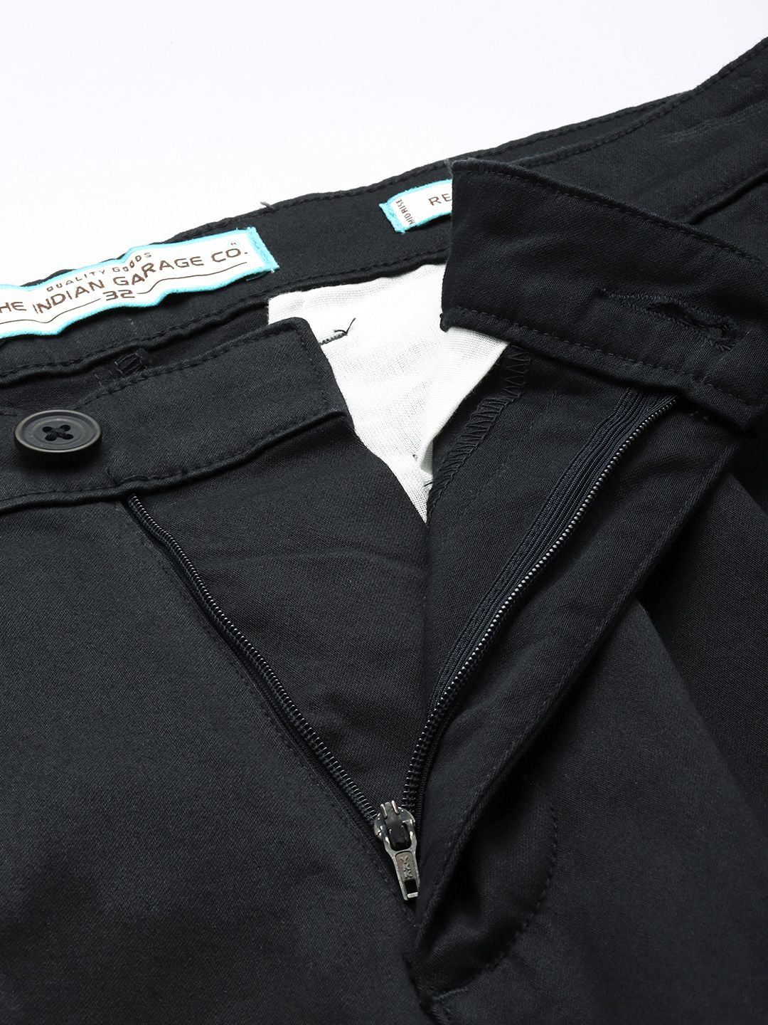 Men's Navy Blue Relaxed Fit Solid Casual Chinos - Image 5