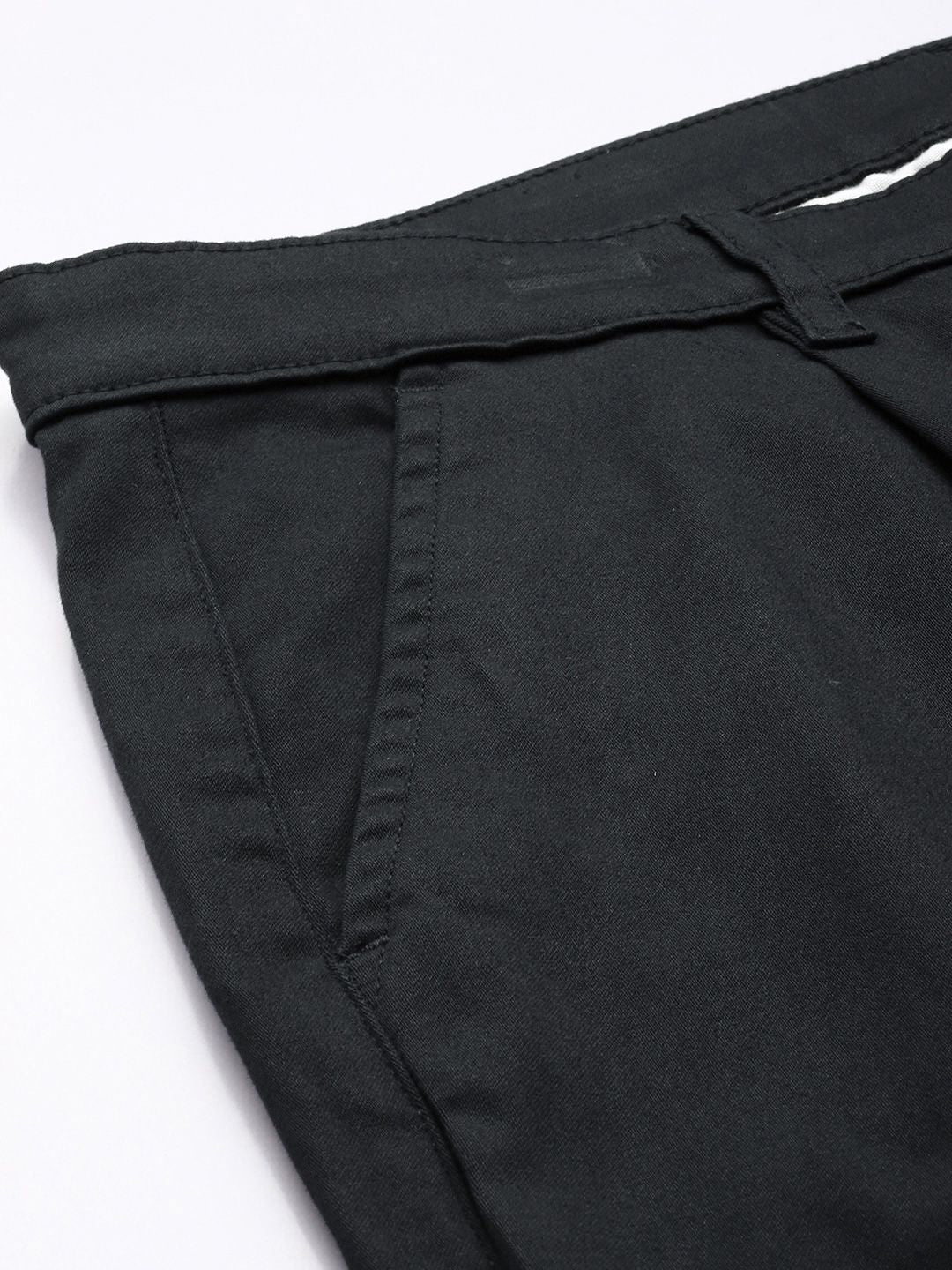 Men's Navy Blue Relaxed Fit Solid Casual Chinos - Image 6