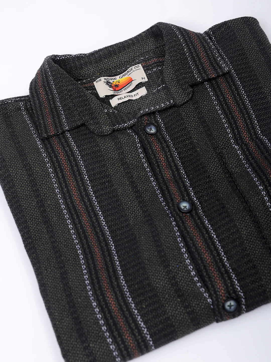 Men's Black Relaxed Fit Striped Casual Shirt - Image 8