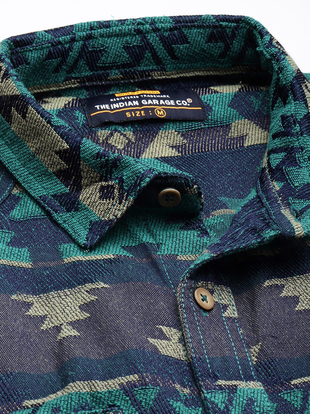Men's Green Relaxed Fit Textured Casual Shirt - Image 5