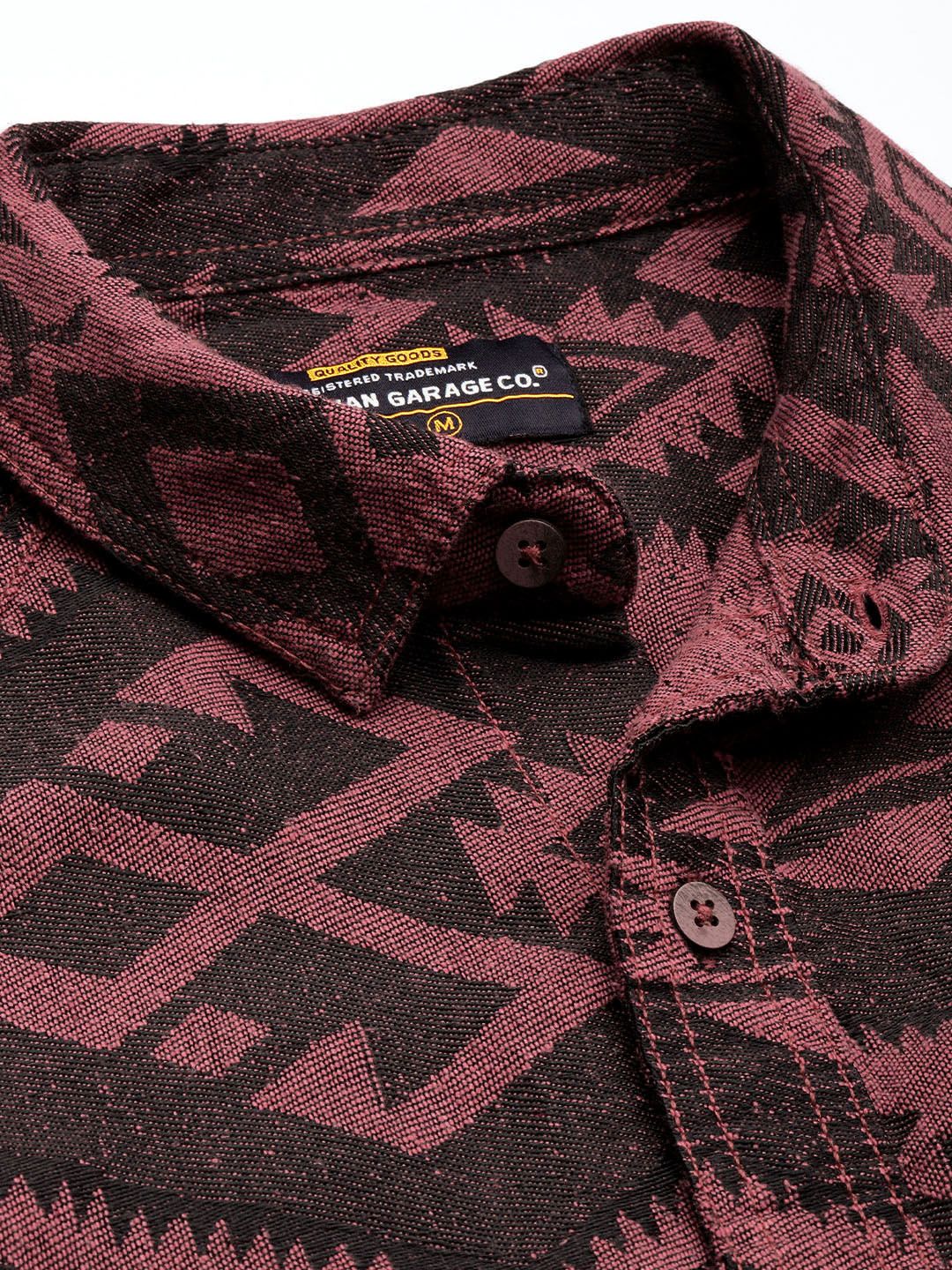 Men's Pink Relaxed Fit Textured Casual Shirt - Image 5
