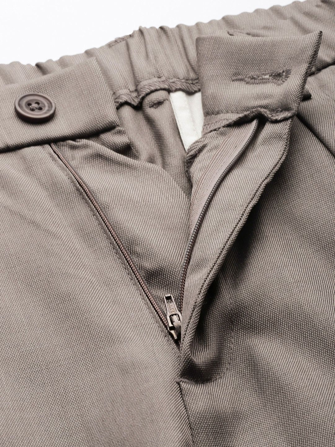 Men's Grey Relaxed Fit Textured Formal Trouser - Image 5