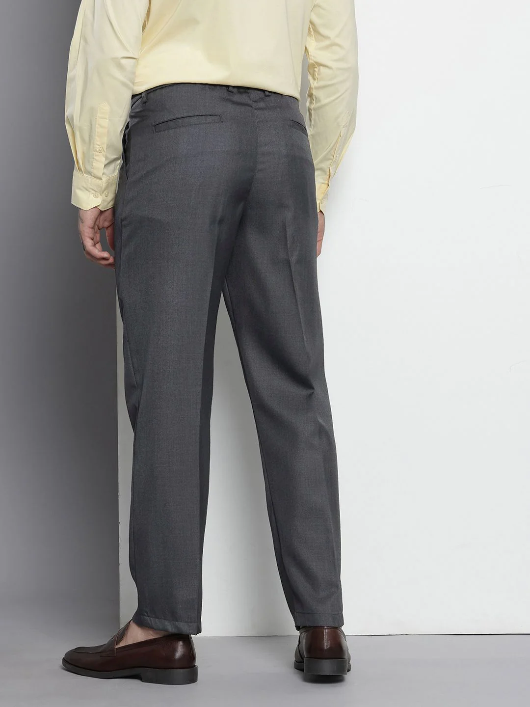 Men's Navy Blue Relaxed Fit Textured Formal Trouser - Image 3