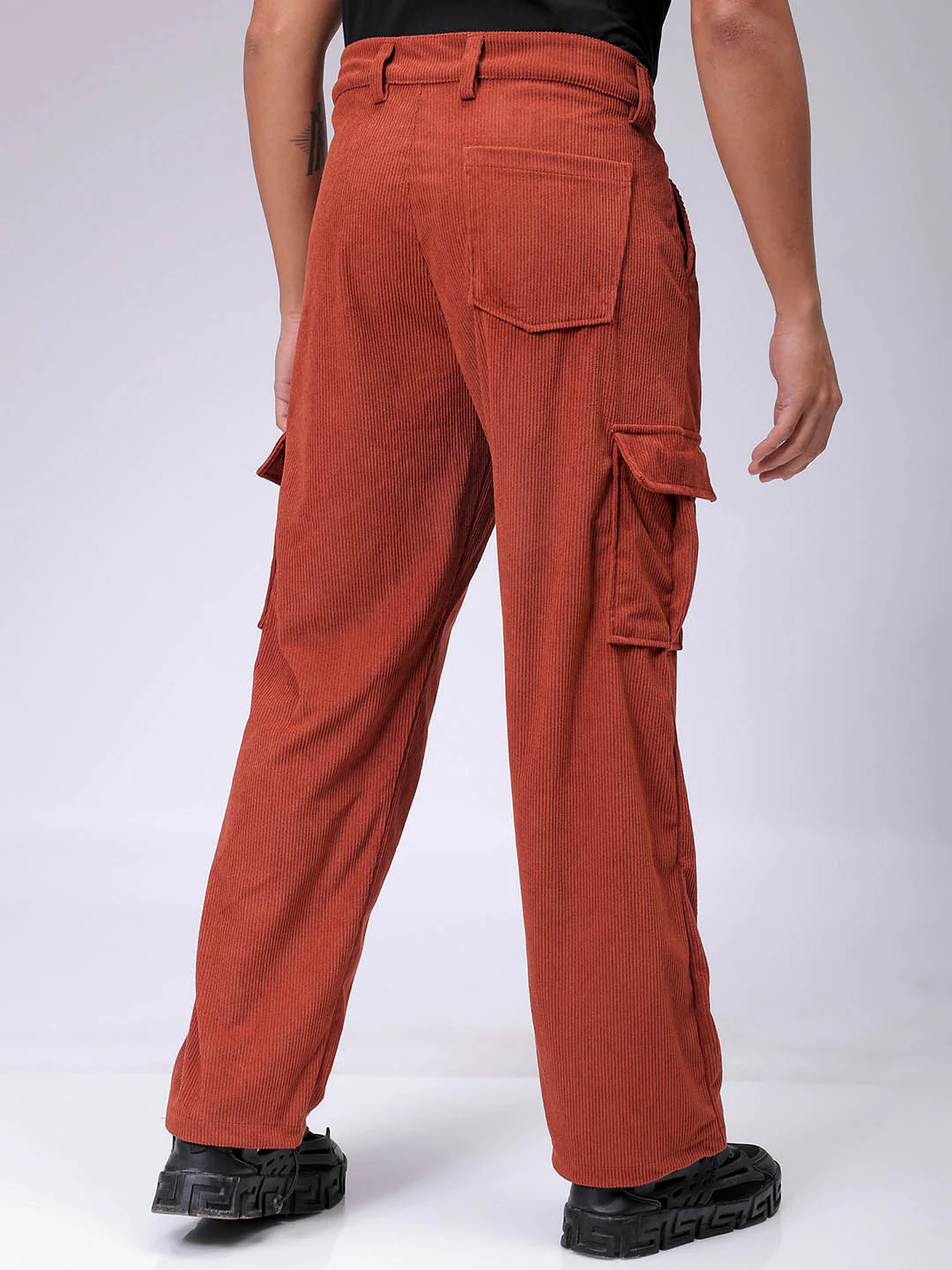 Men's Rust Baggy Fit Textured Utility Cargo - Image 5