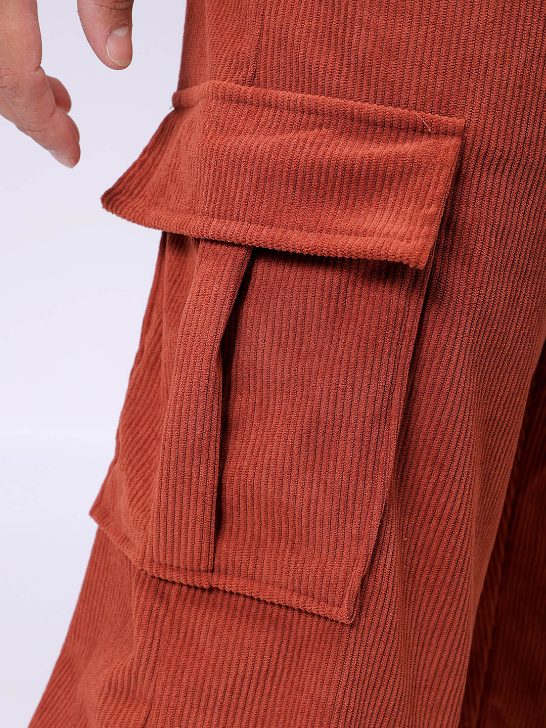 Men's Rust Baggy Fit Textured Utility Cargo - Image 8