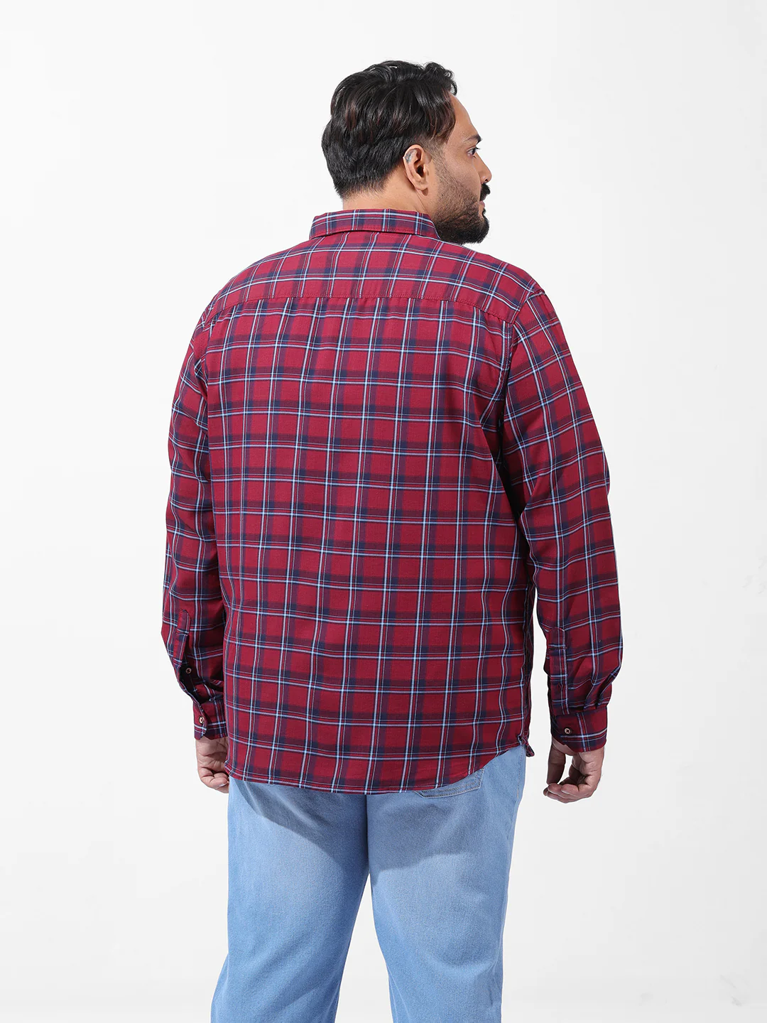 Men's Rust Regular Fit Checked Casual Shirt - Image 4