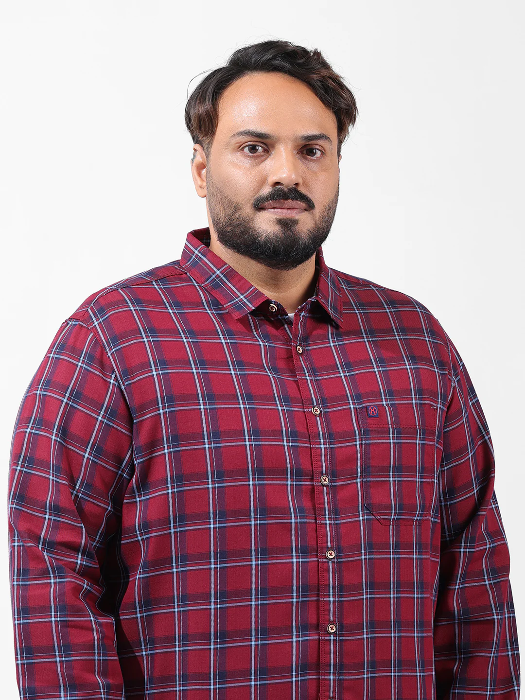 Men's Rust Regular Fit Checked Casual Shirt - Image 5